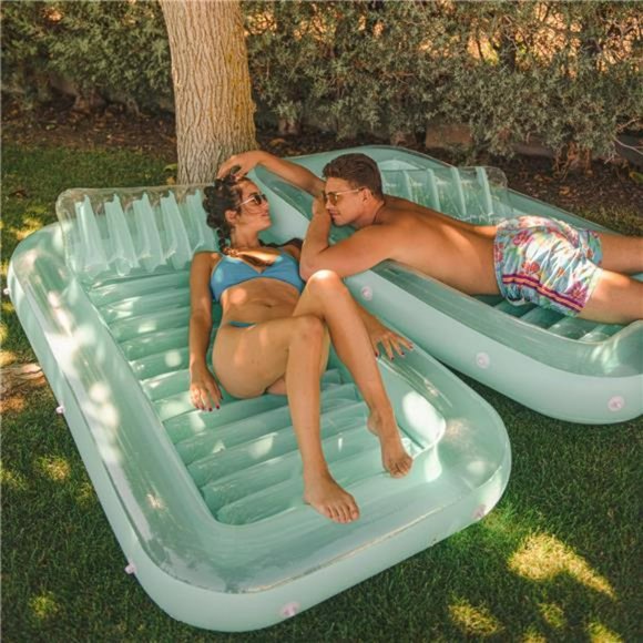 Pool Floats Inflatable Tanning Pool Bed Rainbow Lounger - Picture 5 of 6
